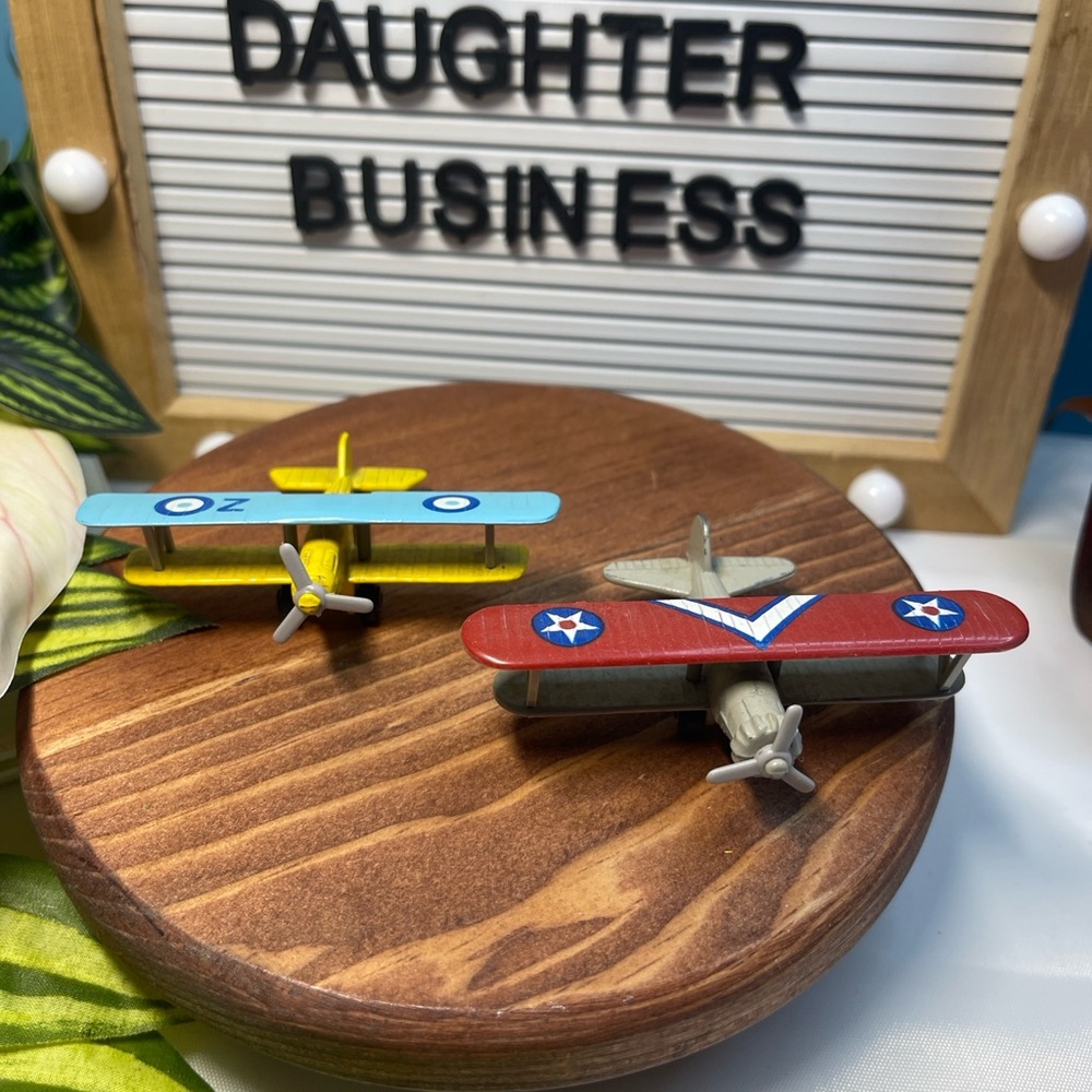 Two Vintage Readers Digest Mini Bi-Planes Set Boeing